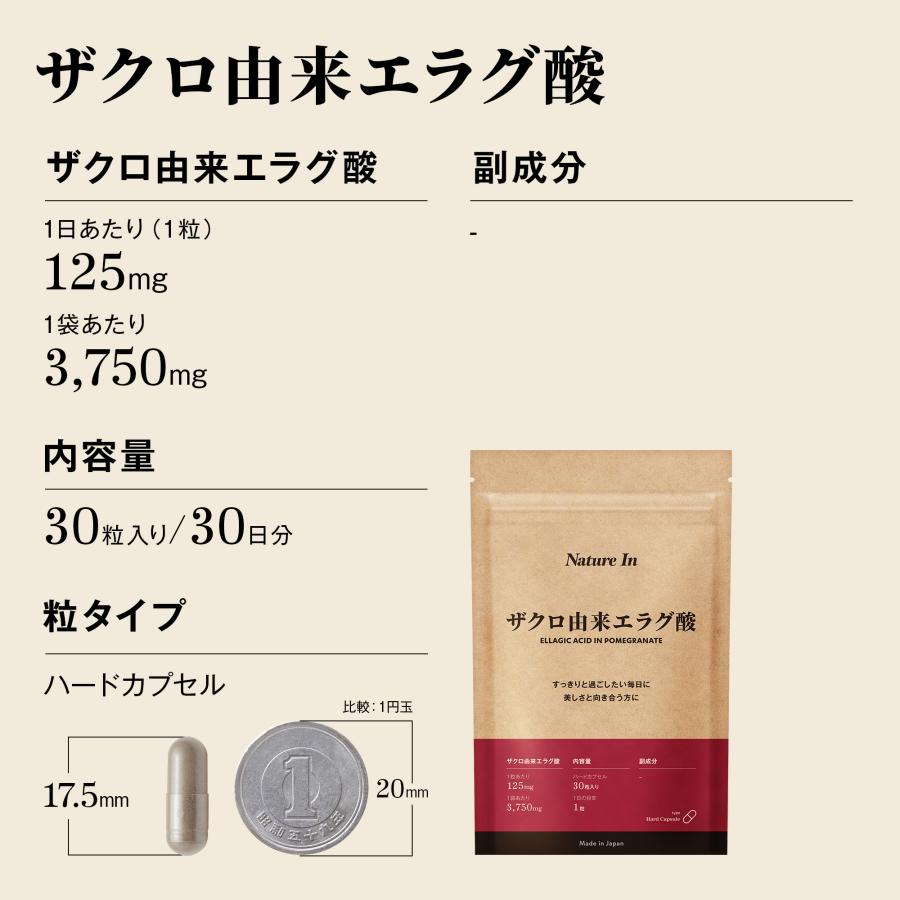 Nature In 【高濃度】エラグ酸 サプリ （180mg / 1粒） 2ヶ月分 ザクロ