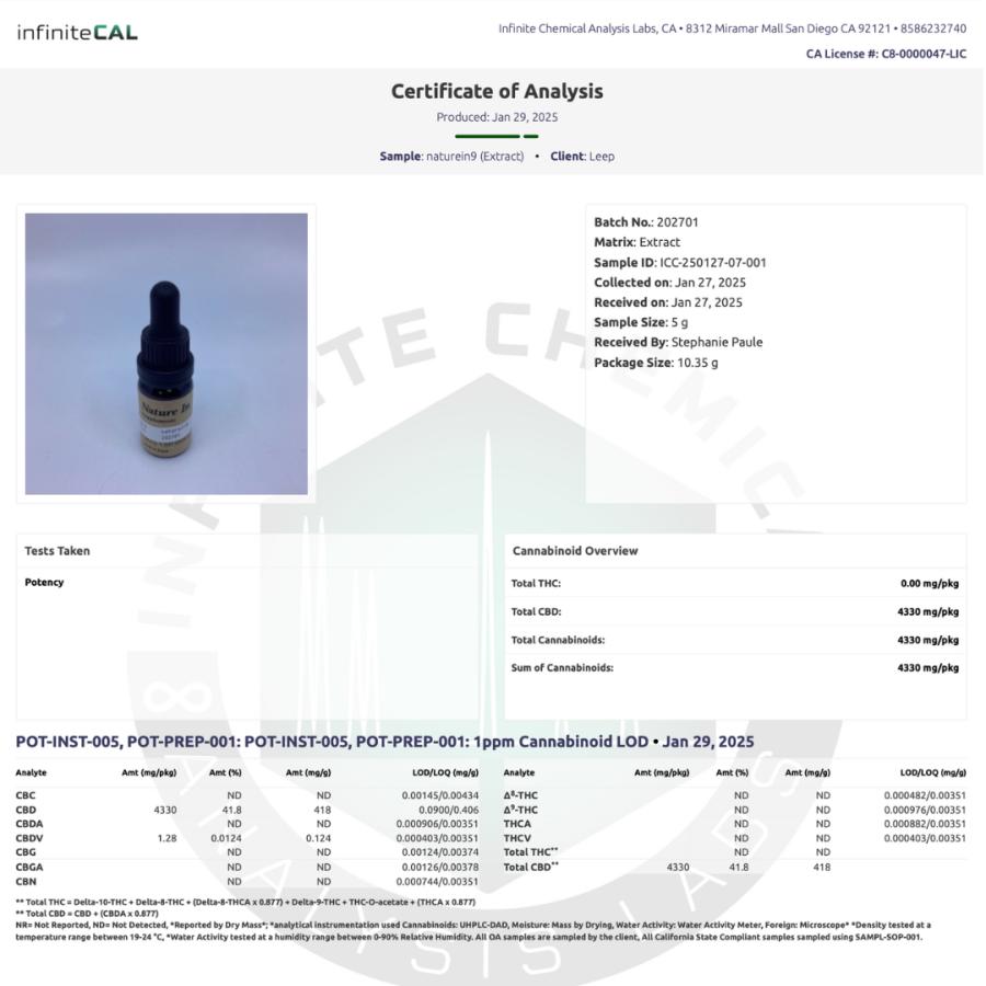 Nature In CBDオイル 40％ 4000mg配合 高濃度 日本製 サプリメント
