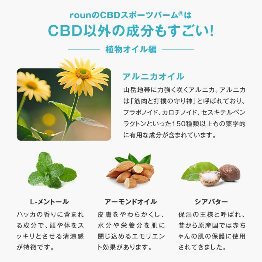 CBD スポーツ バーム  70g CBD 2000mg 配合 roun ラウン マッスル 筋肉 アスリート向け｜leep｜11