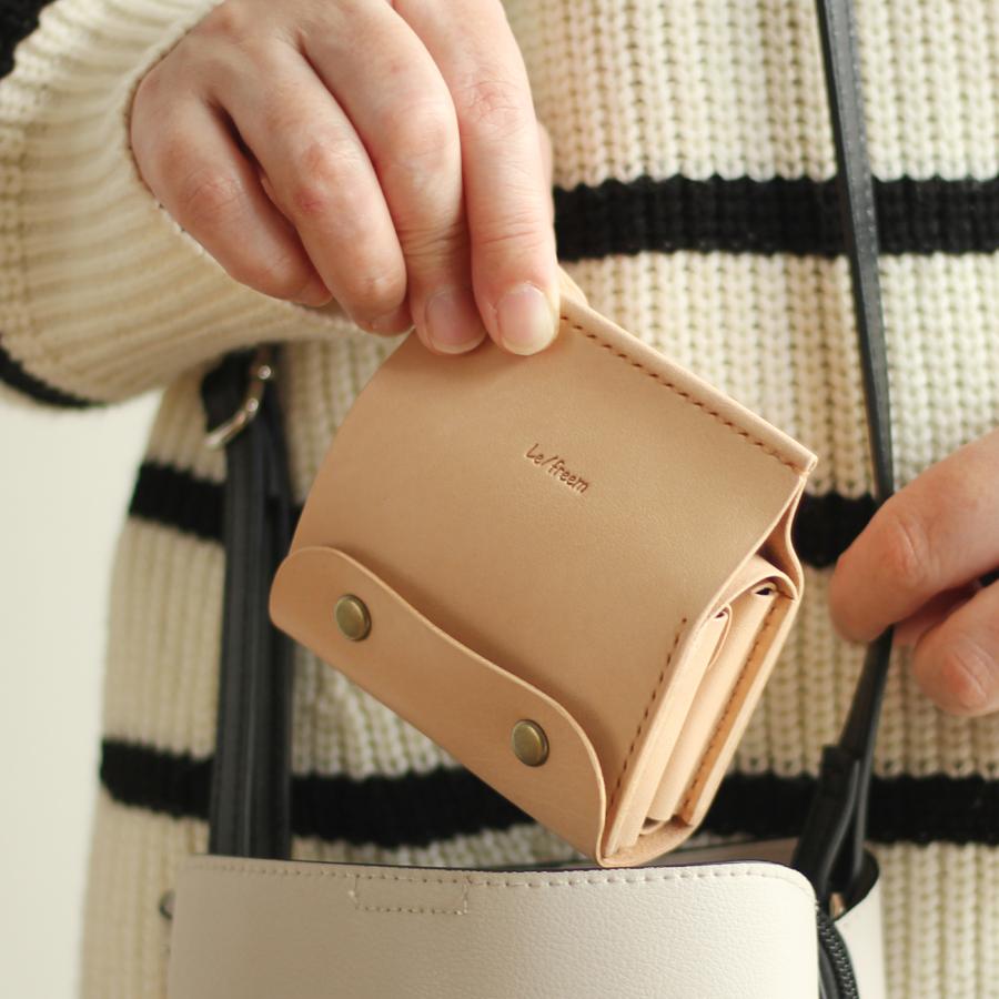 紙袋の形をモチーフにした 可愛い二つ折り財布 LF-016 ヌメ革ALL