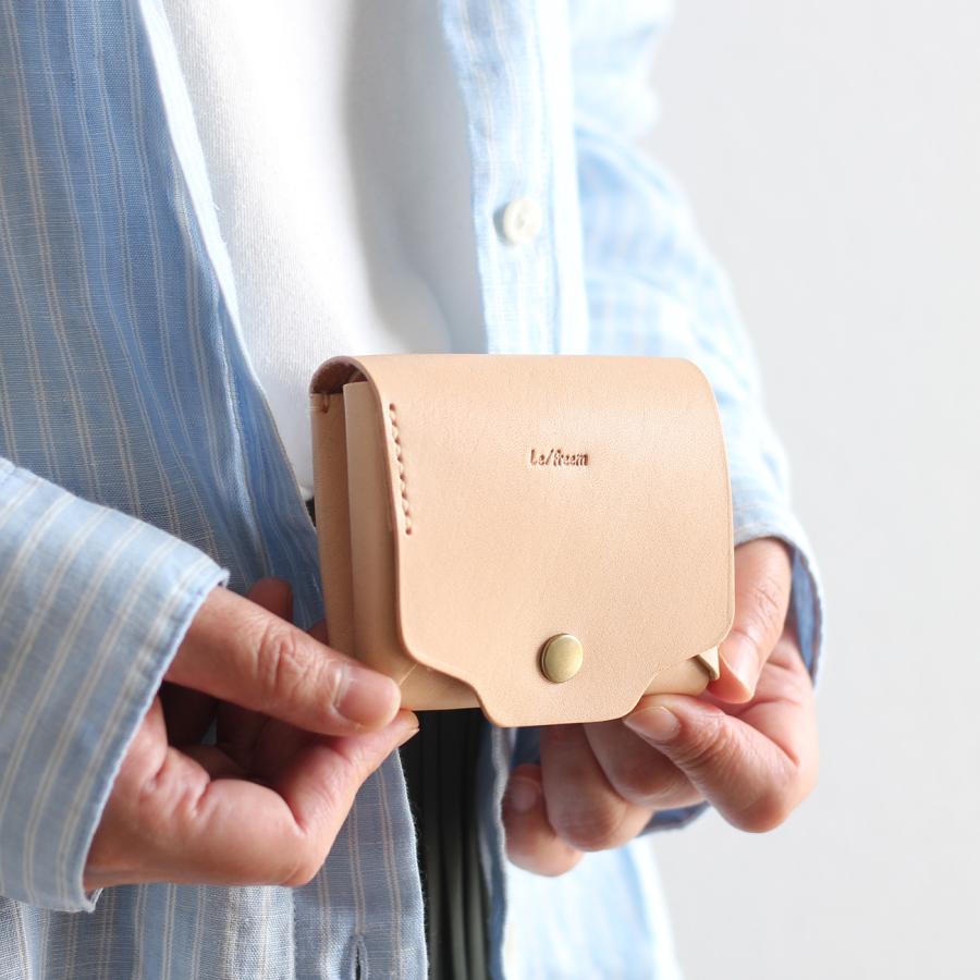 お札が折れない 可愛い二つ折り財布 LF-021 ヌメ革ALL レザー財布 ミニ