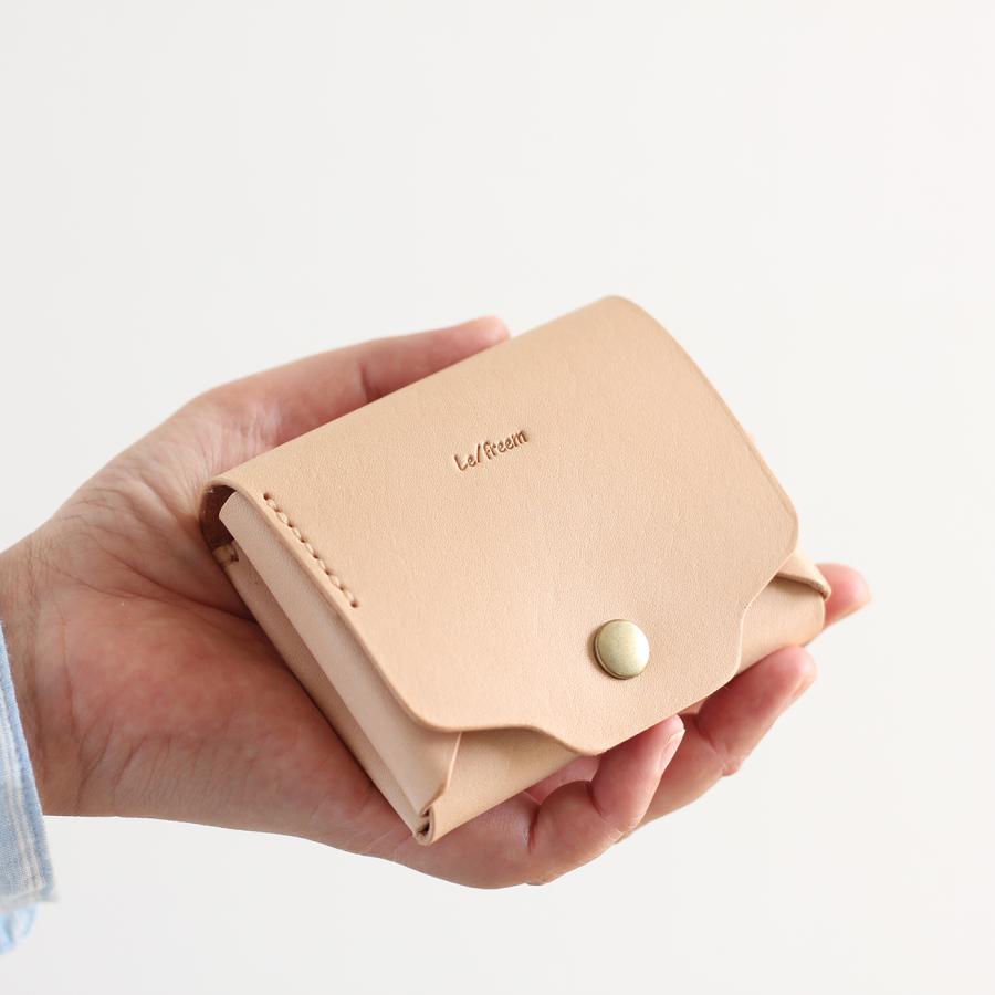 お札が折れない 可愛い二つ折り財布 LF-021 ヌメ革ALL レザー財布 ミニ