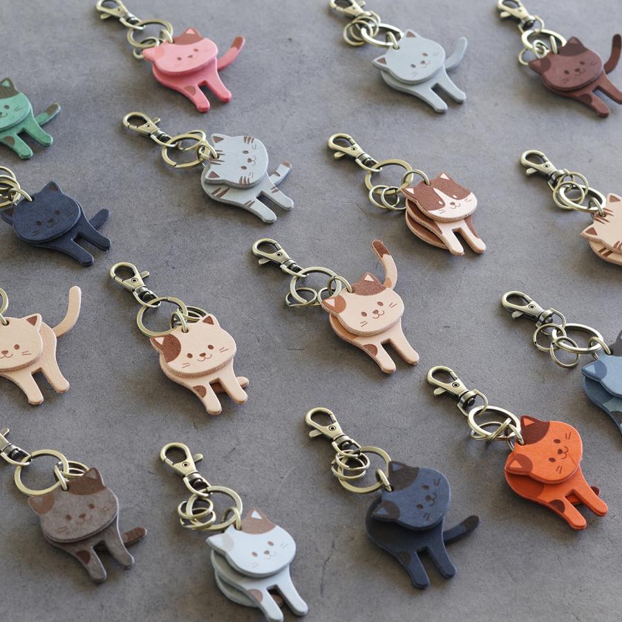 ゆらゆら揺れて可愛い猫のキーリング LF-050 キーホルダー ネーム刻印