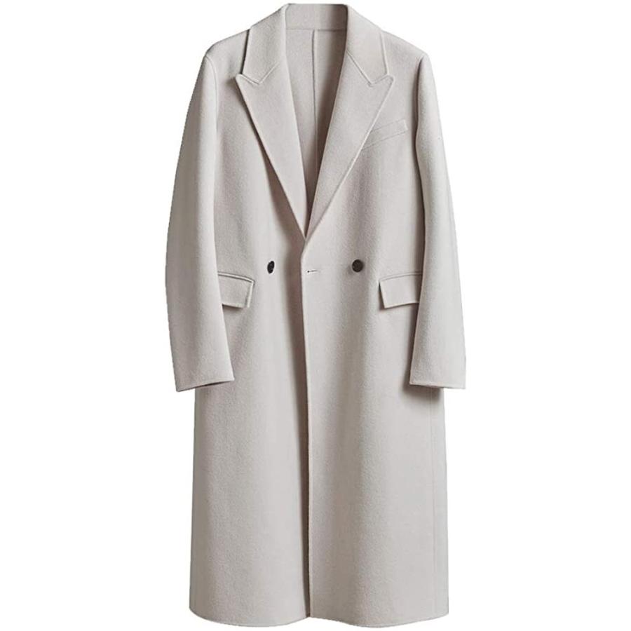 超お買い得 L オフホワイト トレンチコート スリム 両面ウール 膝下丈 冬 ロングコートメンズ コート アウター Affaires Sociales Gouv Cg