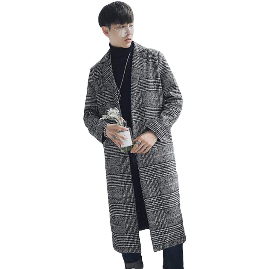 おすすめ チェスターコート メンズ カジュアル オーバーコート 男性 千鳥格子 ひざ丈 防風 厚手 チェック柄 ラシャコート おしゃれ カジュアル 黒 ロング コート アウター Headshotsbar Com