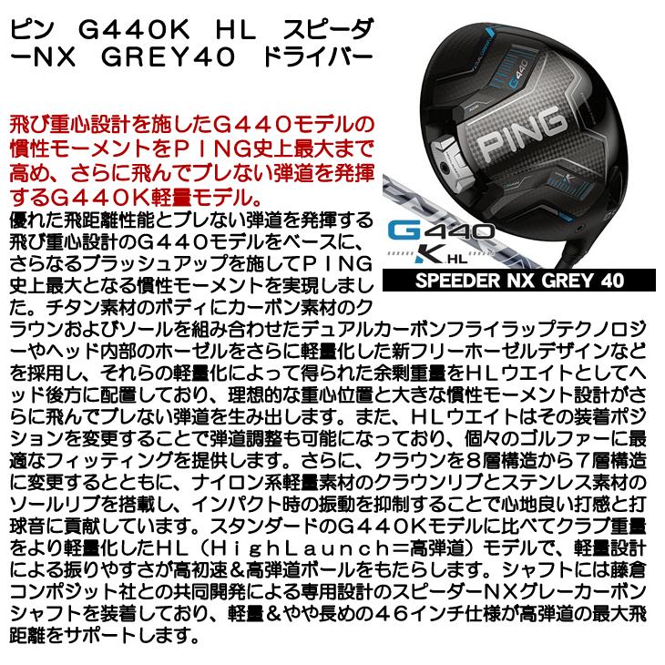 PING（ピン） PING G440 K HL ドライバー スピーダーNX GREY 40 右利き