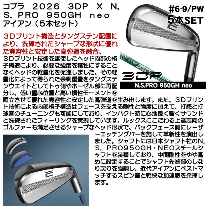 COBRA（コブラ） 3DP X アイアン 5本セット (#6/#7/#8/#9/PW) N.S.PRO 