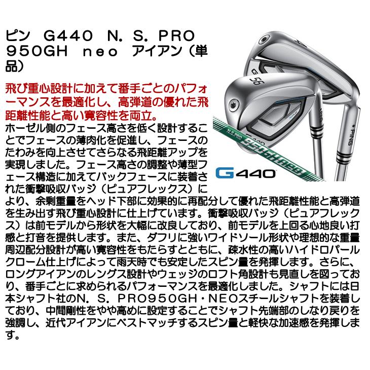 ピン PING G440 アイアン 単品 （#4/#5/UW/W52/W56） N.S.PRO 950GH neo エヌエス プロ 950 ジーエイチ ネオ 右利き用 日本正規品_4