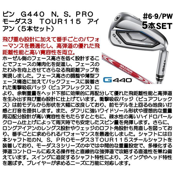 ピン PING G440 アイアン 5本セット （#6/#7/#8/#9/PW） N.S.PRO モーダス3 TOUR115 モーダス 115 右利き用 日本正規品_5