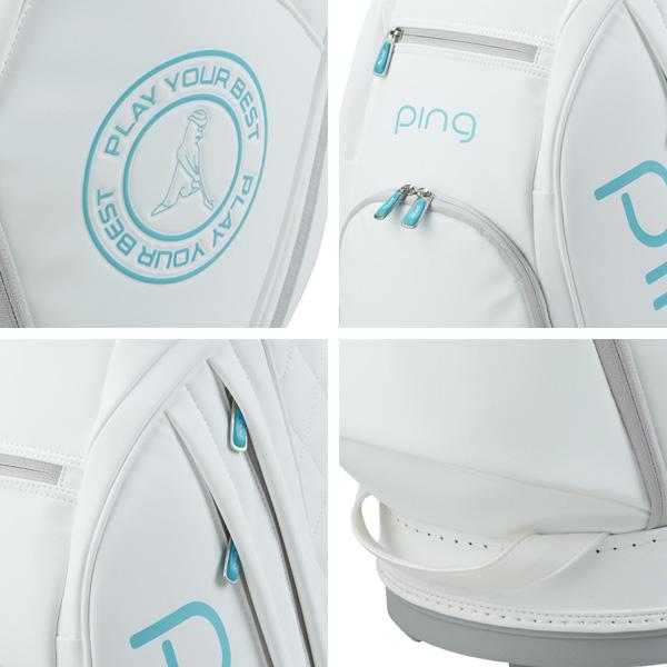N.S.PRO キャディバッグ ホワイト・グリーン PING（ピン） レディス/女性用 2023 CB-L2302 9型 3.1KG ソフトPU