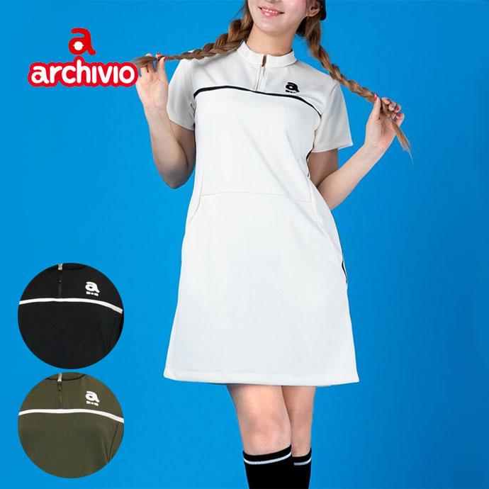 アルチビオ(archivio)ゴルフウェア サイドラインワンピース A451208-001(Lady’s) archivio（アルチビオ） ゴルフ レディース サイドラインワンピース