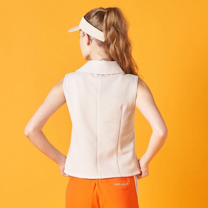 レディース】ビバハート ワッフル ロールカラー ノースリーブ 012