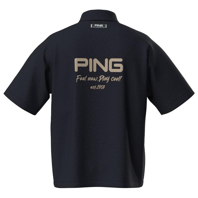 PING（ピン） ゴルフ メンズ シアサッカー半袖フルジップシャツ