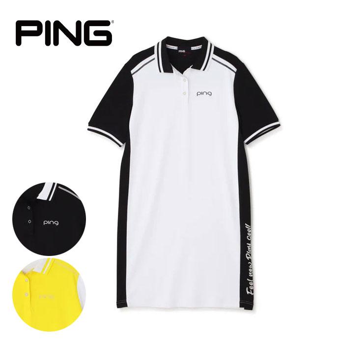 Ping レディースゴルフウェア　ワンピース PING（ピン） ゴルフ レディース 高機能半袖バイカラーポロワンピース