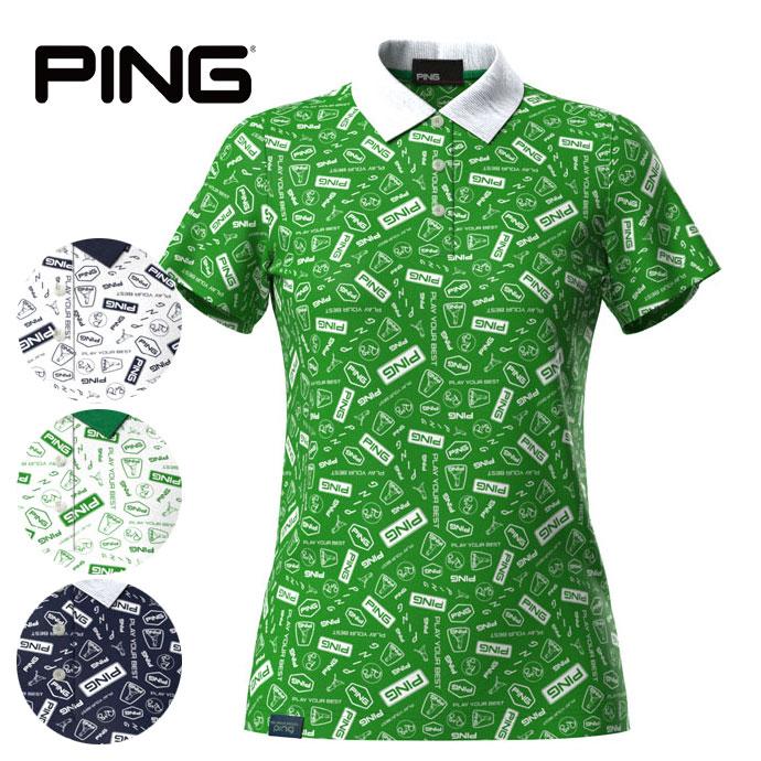 PING（ピン） ゴルフ レディース 総柄プリント半袖ポロシャツ