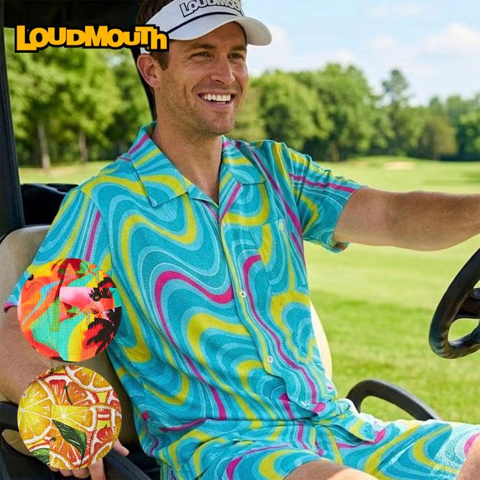 LOUDMOUTH★新品ニットサッカーオープンカラーシャツLL LOUDMOUTH（ラウドマウスゴルフ） ゴルフ メンズ ラウドマウス ニット
