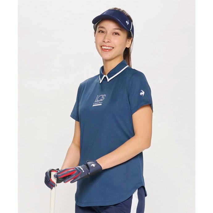 【新品・値下】レディースゴルフジーフォアシャツ襟【M】袖口バイカラー●半袖 le coq sportif GOLF（ルコックスポルティフ ゴルフ） ゴルフ