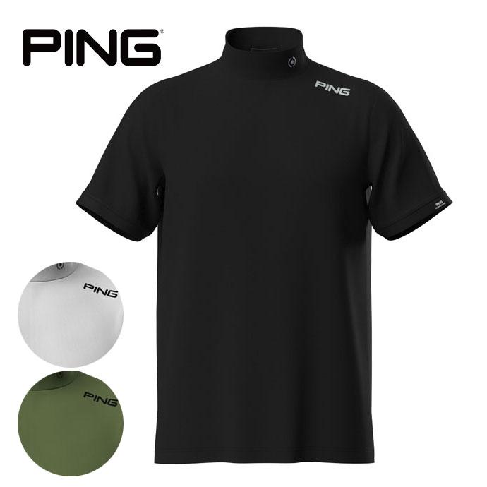 PING（ピン） ゴルフ メンズ メッシュパネルジャカード半袖ハイネック