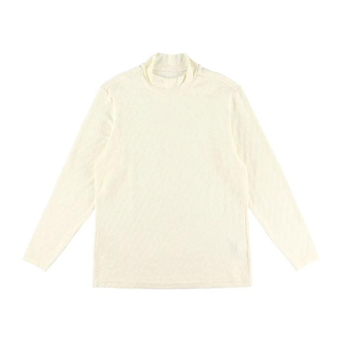 WAAC（ワック） ロゴエンボス起毛ジャカード長袖モックネック オフ