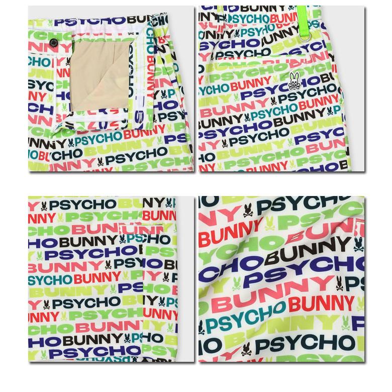Psycho Bunny（サイコバニー） ゴルフ カラフルフォント総柄ショート