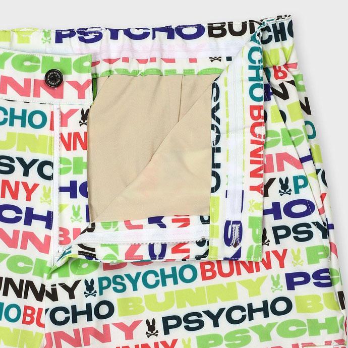 Psycho Bunny（サイコバニー） ゴルフ カラフルフォント総柄ショート