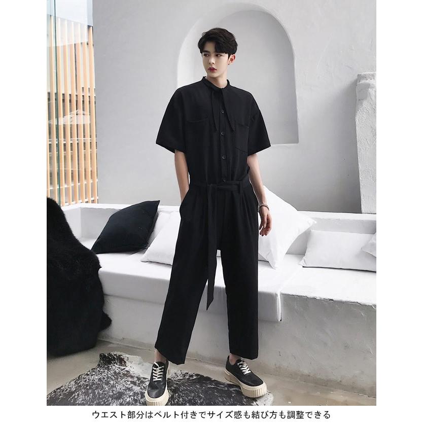 つなぎ メンズ 半袖 ゆったり オーバーオール ロングパンツ 男性用 コンビネゾン 九分丈パンツ ベルト付き オールインワン 薄手 レトロ Bjb1592 Le Futur 通販 Yahoo ショッピング