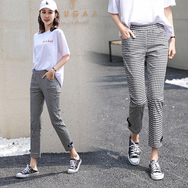 カジュアルパンツ チェック柄 9分丈パンツ レディース パンツ スリムパンツ 薄手 スキニーパンツ ウエストゴム 九分丈 チェック柄パンツ お洒落 Bjb6917 Le Futur 通販 Yahoo ショッピング