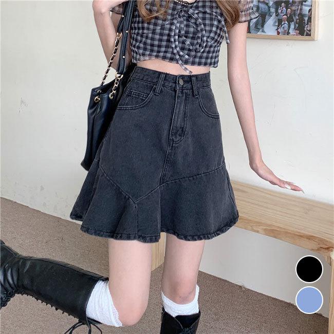 マーメイドスカート デニム レディース デニムスカート 秋 ミニスカート フレアスカート 春 ハイウエスト 脚長 スカート ショートスカート Bjb9110 Le Futur 通販 Yahoo ショッピング
