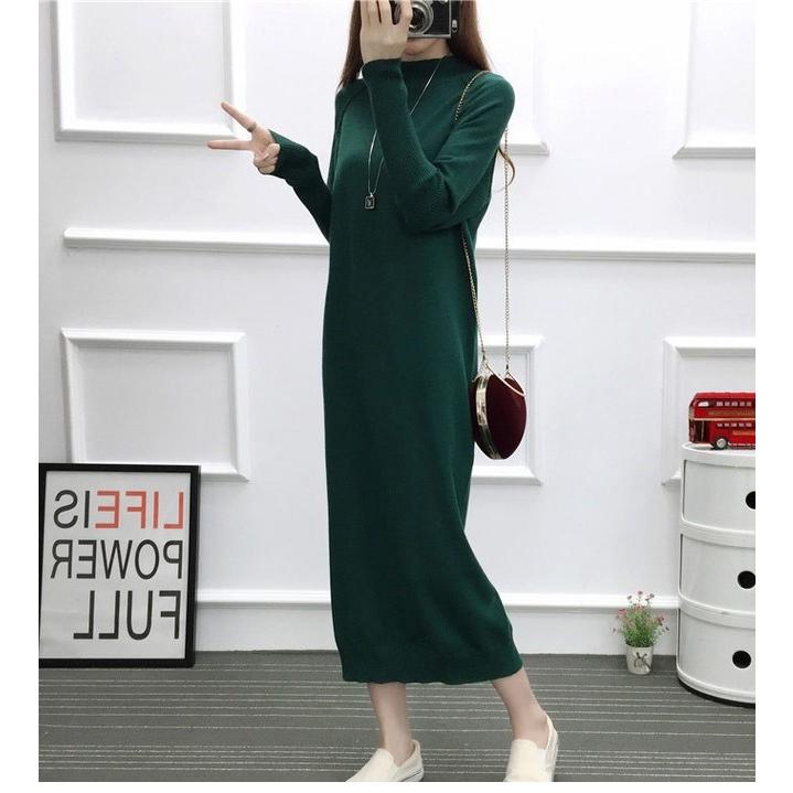 爆売り ニットセーター ロングセーター ワンピース 女性用 レディース ニットワンピ トップス 秋冬 知性 シンプル レトロ ラグランスリーブ リブ袖 長袖 ワンピース カラー パープル Www We Job Com