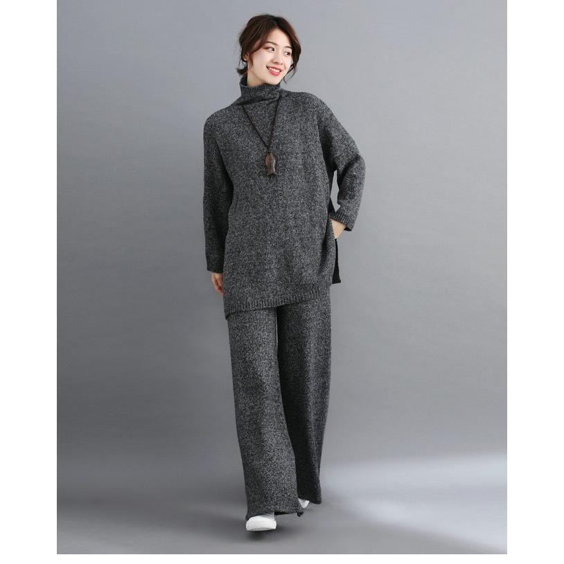 レディース ニットセーター ニットパンツ 上下２点セット ゆったり セーター ワイドパンツ 女性用 ニットトップス 春秋物 セットアップ Bjt24 Le Futur 通販 Yahoo ショッピング