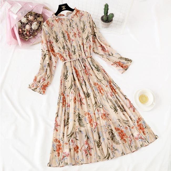シフォンワンピ 花柄 レディース シフォン ワンピース 長袖 花柄ワンピース レトロ 女性 ドレス 長袖ワンピース ロングワンピ お洒落 Bjt55 Le Futur 通販 Yahoo ショッピング