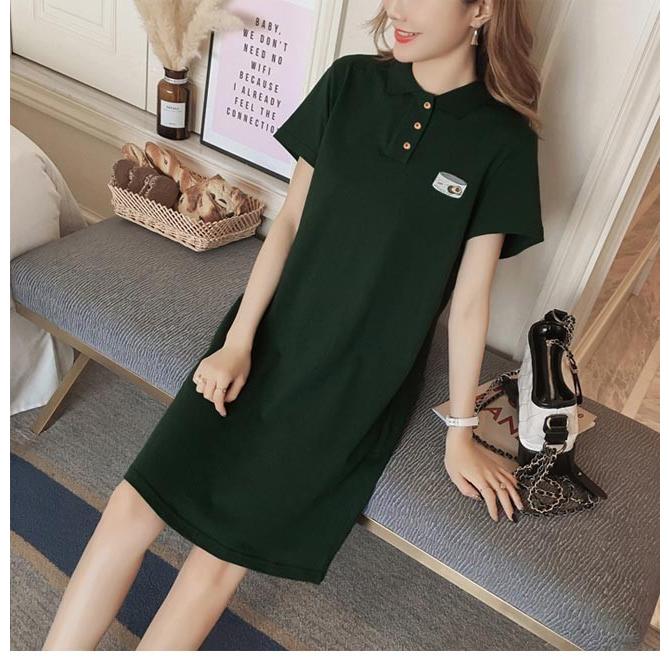 Tシャツワンピース 半袖 レディース 夏ワンピース ロングtシャツ ワンピース ポロシャツ 女性 半袖tシャツ ショートワンピ カットソー 折り襟 Bjt58 Le Futur 通販 Yahoo ショッピング