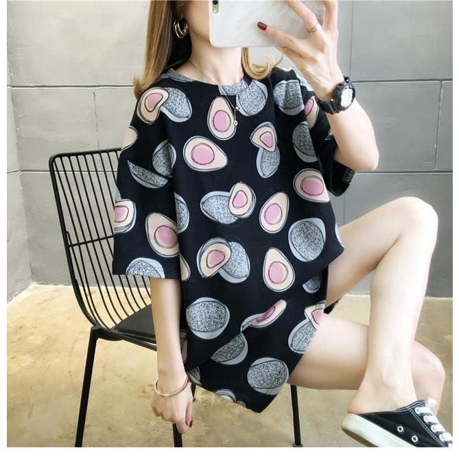 Tシャツ レディース 半袖Tシャツ 柄Tシャツ ゆったり アボカド柄 カットソー 半袖 女性 夏トップス お洒落 夏Tシャツ お洒落 送料無料｜lefutur｜08