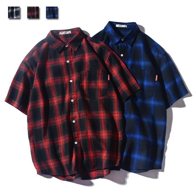 シャツ 半袖 メンズ カジュアルシャツ チェック柄 半袖シャツ ゆったり 夏 サマーシャツ チェック柄シャツ レトロ 夏トップス 爽やか 送料無料 Bjt6106 Le Futur 通販 Yahoo ショッピング