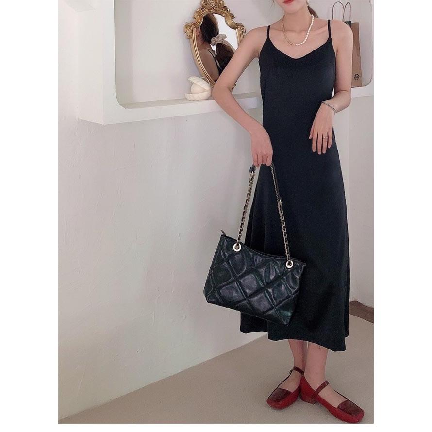 キャミワンピ レディース サテン キャミワンピース ロング丈  