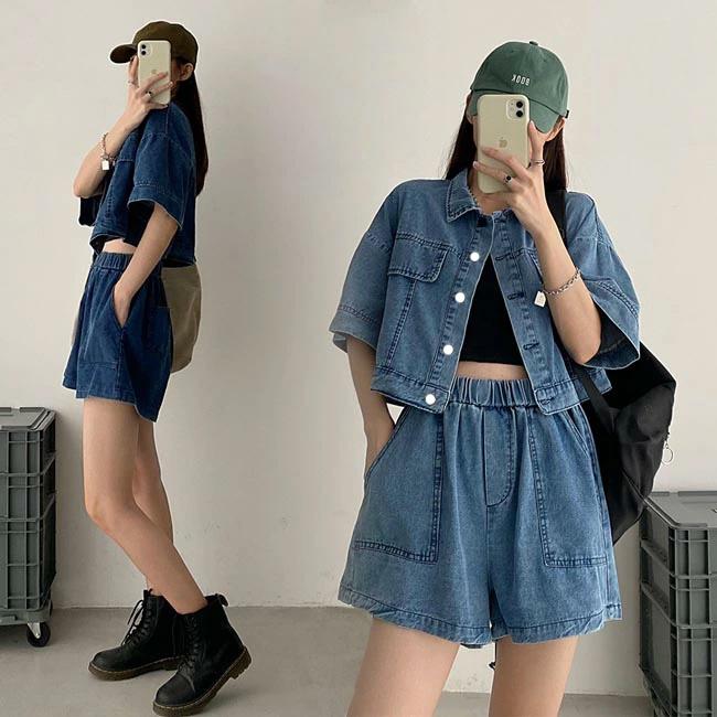 デニム 上下セット 夏 レディース ショートパンツ デニムシャツ 半袖 デニムジャケット 2点セット 短パン ゆったり 半袖シャツ セットアップ : bjt8663 : Le futur - 通販 - Yahoo!ショッピング デニム 上下セット 夏 レディース ショートパンツ デニムシャツ 半袖 デニムジャケット 2点セット 短パン ゆったり 半袖シャツ セットアップ : bjt8663 : Le futur - 通販 - Yahoo!ショッピング