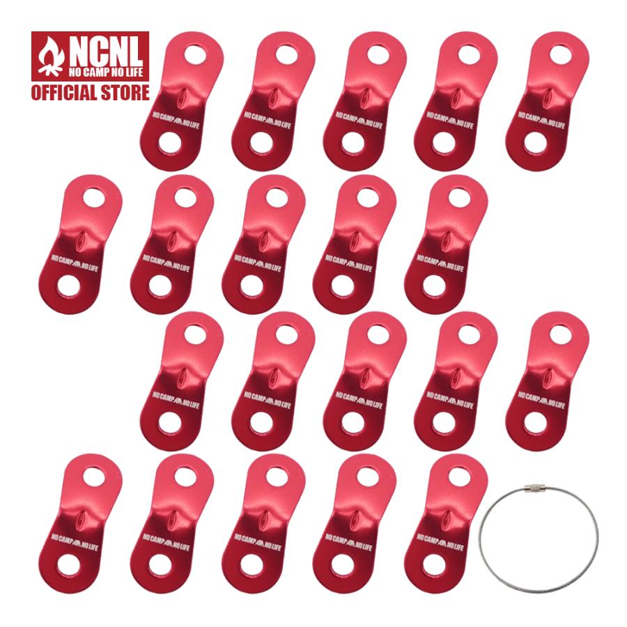 NCNL NO CAMP LIFE 自在金具 二つ穴型 レッド 20個 アルミ テント