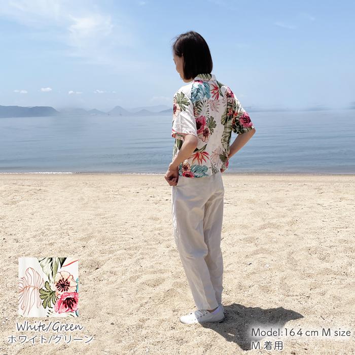 アロハシャツ ショート丈 レディース メンズ ユニセックス 半袖シャツ 