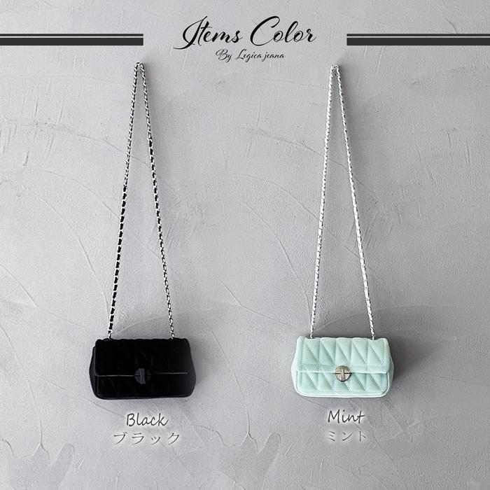 レディースミニショルダーチェーンバックノベルティキルティングブラックポーチ キルティング チェーンバッグ ミニ ななめがけ 黒 チェーン バッグ
