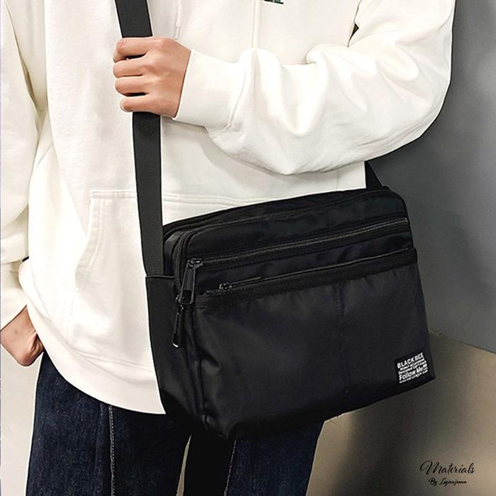 多ポケット 軽量 ボディバッグ／ワンショルダー 黒 ショルダーバッグ 多ポケット 斜めがけバッグ ワンショルダーバッグ
