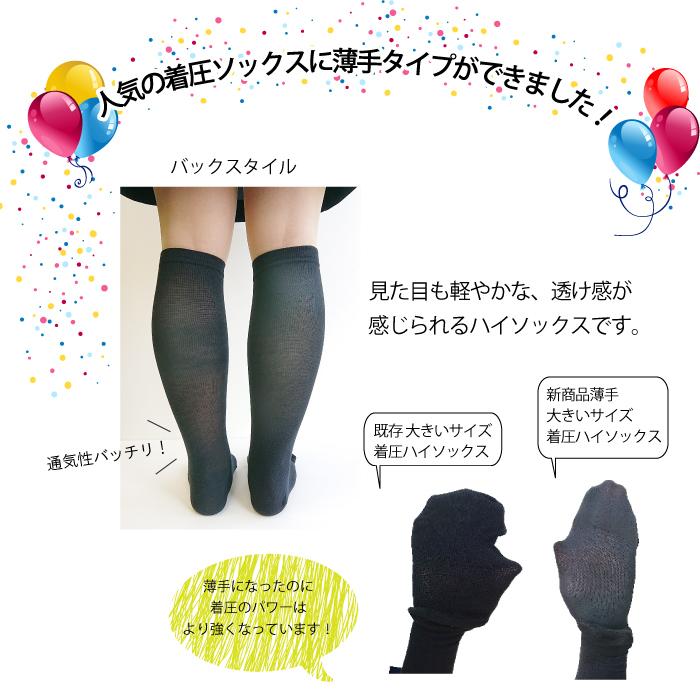 REGART（レガルト） 大きいサイズ 綿混 薄手 着圧ハイソックス 履き口
