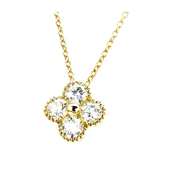 K18 イエローゴールド ダイヤモンド フラワーネックレス トータル0.50