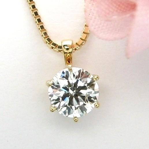 0.40カラット F SI1 3EXT H&C ダイヤモンド ネックレス 一粒 K18 イエローゴールド 0.4ct　鑑定書付 プレゼント 記念日(87400円)