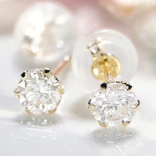 Pt900 K18YG 0.4ct 一粒 ダイヤモンド スタッド ピアス シリコンダブルロックキャッチ 送料無料 品質保証書 定番 1粒 ダイヤ ダイア 人気 シンプル ALH-0045の画像