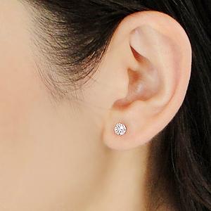 Pt900 K18YG 一粒 ダイヤモンド スタッド ピアス 0.7ct シリコンダブルロックキャッチ 送料無料 品質保証書 K18 18金 ゴールド ダイヤ 定番 プラチナ ALH-0048の画像