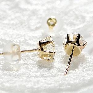 Pt900 K18YG 一粒 ダイヤモンド スタッド ピアス 0.9ct シリコンダブルロックキャッチ 送料無料 品質保証書 K18 18金 ゴールド ダイヤ プラチナ 定番 ALH-0050の画像