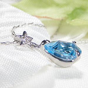 K18 YG WG 揺れる 星 ＆ しずく ネックレス 送料無料 K18 18金 18金 ゴールド 露 涙型 ティアドロップ ドロップ スター カラーストーン 色石 人気 ALH-0061の画像