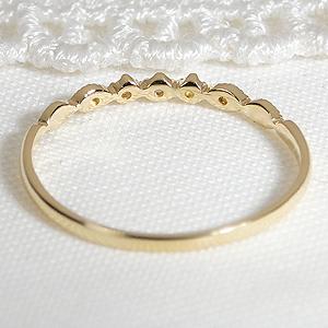 ピンキー対応 K18YG ダイヤモンド 華奢 リング 0.03ct 送料無料 指輪 18金 K18 ゴールド ピンキーリング 重ね着け上品 細身 ピンキー ミルグレイン ALH-0087の画像