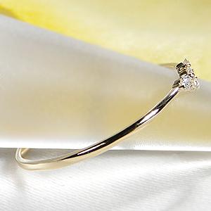 ピンキー対応 K18 YG ダイヤモンド ハート リング 0.05ct 送料無料 指輪 18金 K18 ゴールド ピンキーリング 重ね着け ハートモチーフ 細身 ピンキー v ALH-0089の画像