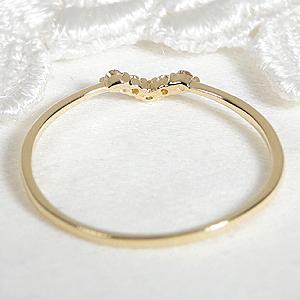 ピンキー対応 K18 YG ダイヤモンド ハート リング 0.05ct 送料無料 指輪 18金 K18 ゴールド ピンキーリング 重ね着け ハートモチーフ 細身 ピンキー v ALH-0089の画像